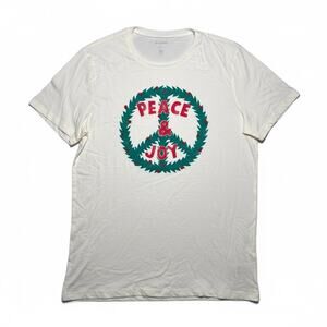 Women’s Holiday OLD NAVY Crème "PEACE & JOY" S/S CHRISTMAS T’shirt - Size Large